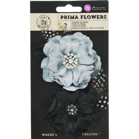 Kwiatki materiałowe Prima Marketing Plume Black 2szt, 8cm - 2